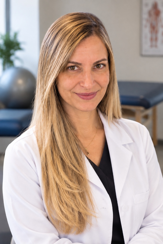 Retrato profissional da Dra. Bárbara Man, fisioterapeuta com 20+ anos de experiência especializada em reabilitação vestibular e prevenção de quedas